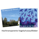 birdsticker&reg; Set (5 &quot;unsichtbare&quot; Aufkleber gegen Vogelschlag + Kunststoffschaber)